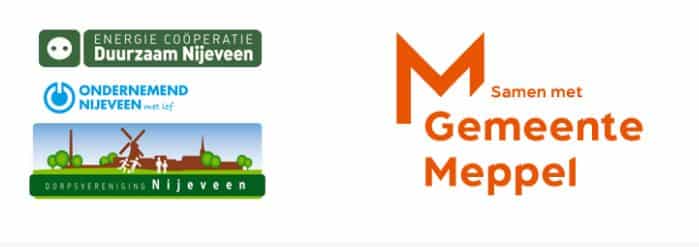 Logo van gemeente Meppel en samenwerkende partners in Nijeveen bij het warmteplan