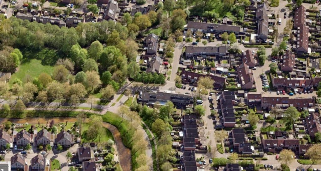 Luchtfoto van een gedeelte van de wijk Oosterboer in de gemeente Meppel